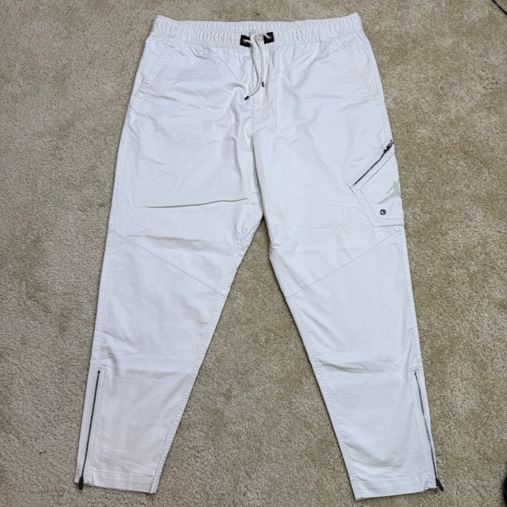 Jordan Cargo Pants Mens XXL White Jumpman Zip Ankle Drawstring Jogger